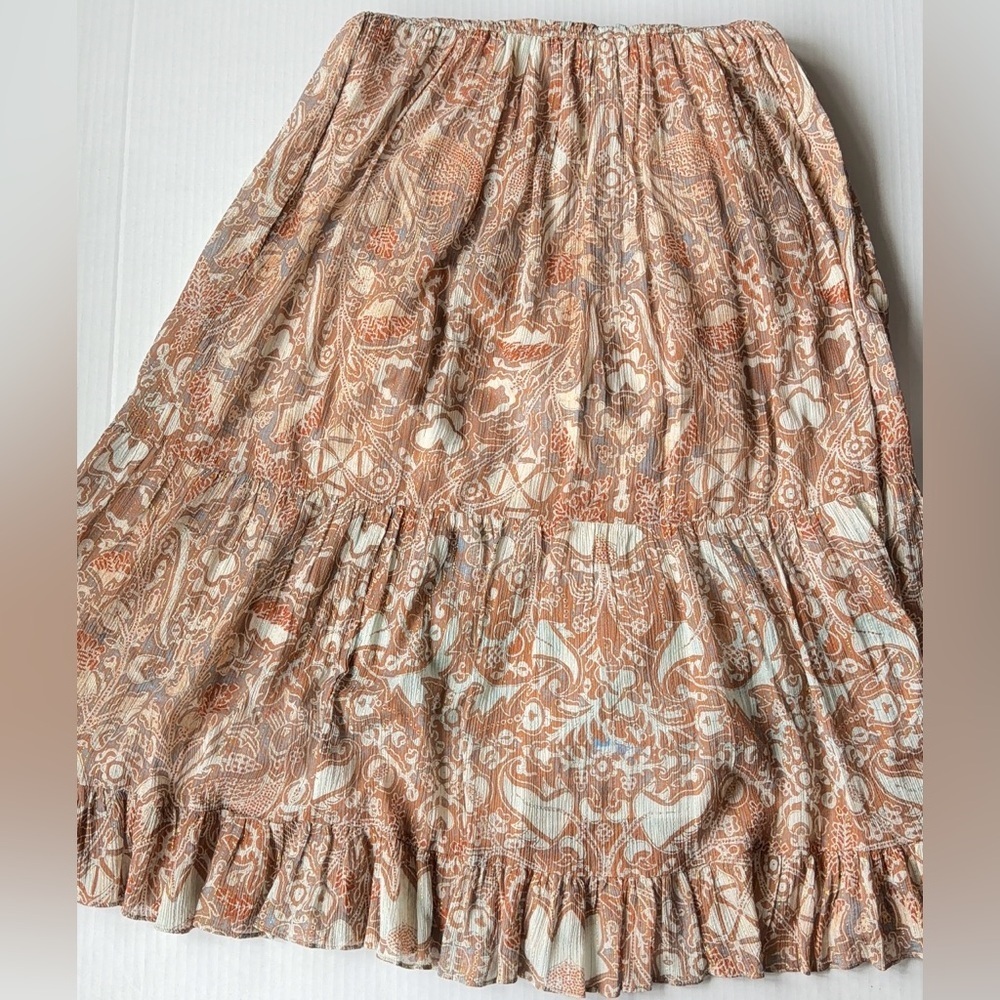 Ulla Johnson Blush Tan Paisley Ruffle Midi Dress - Picture 12 of 15